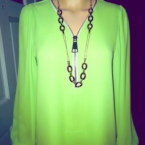 Carmen Marc Valvo flourescent green top